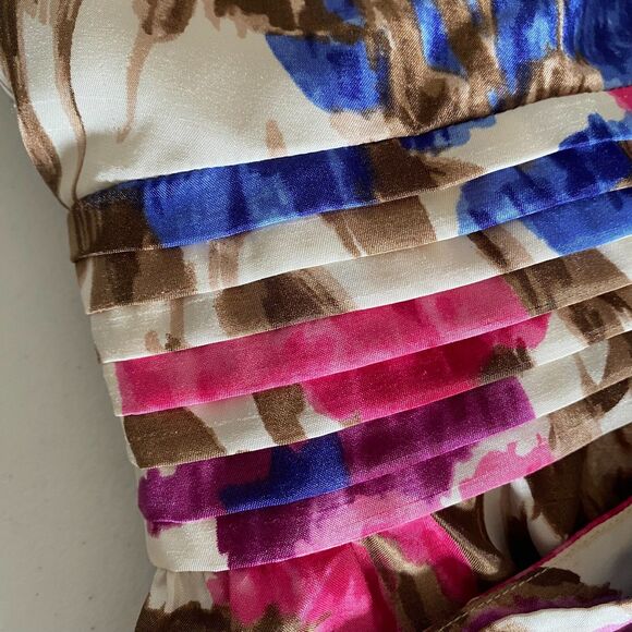 Jessica Howard Floral‎ Tea Midi Dress 24W Pockets Empire Waist Zip V Neck - Picture 5 of 10